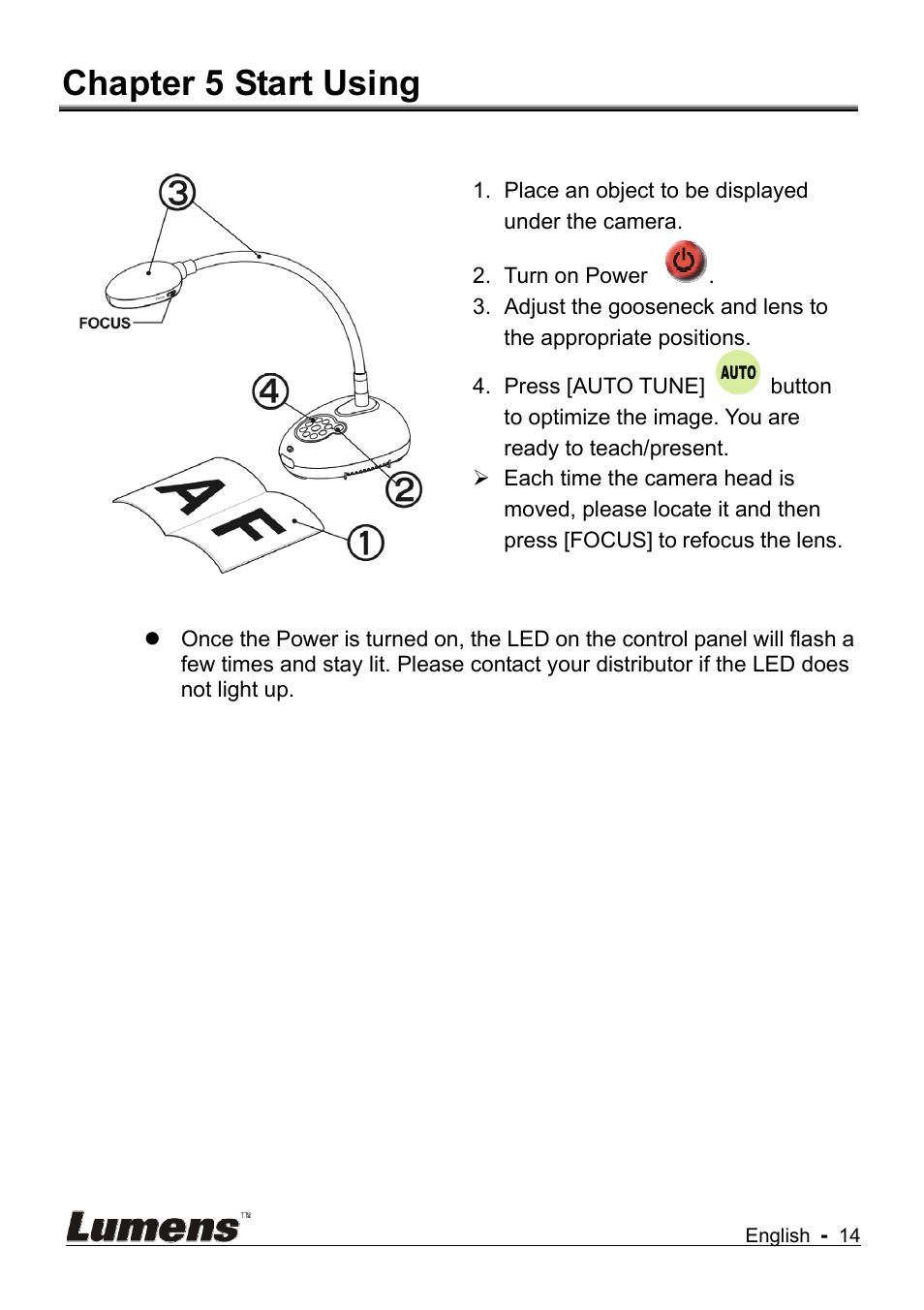 Chapter 5 start using | Lumens Technology DC145 User Manual | Page 15 / 35