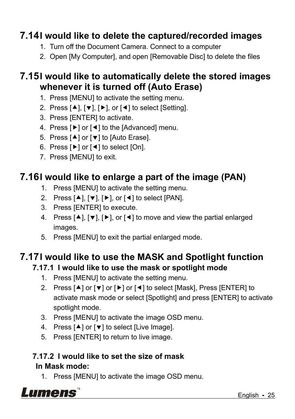 I would like to enlarge a part of the image (pan) | Lumens Technology DC145 User Manual | Page 26 / 35