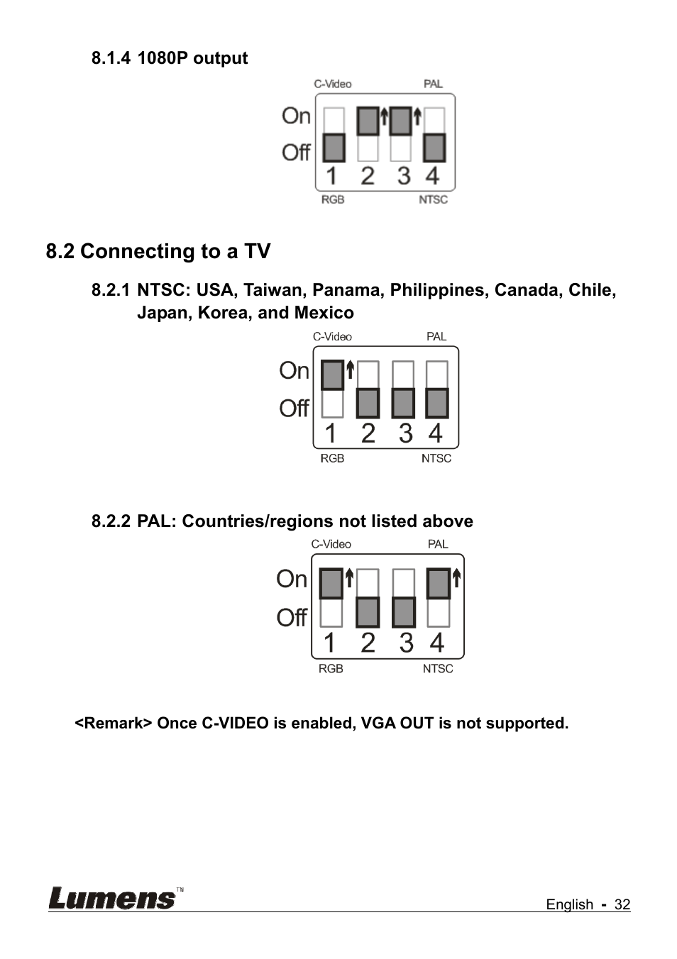2 connecting to a tv | Lumens Technology DC145 User Manual | Page 33 / 35