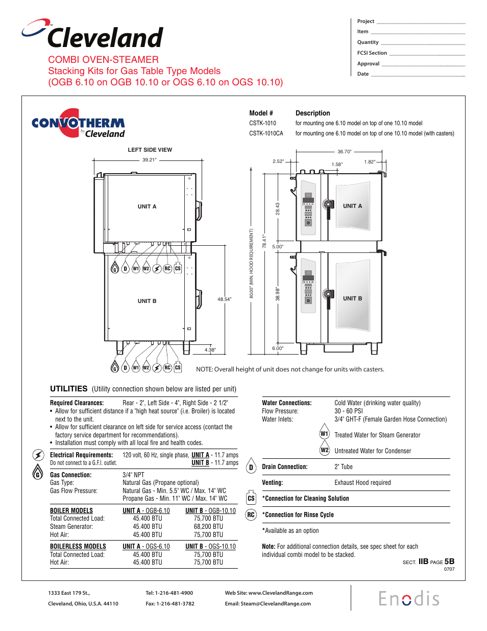 Cleveland, Utilities | Cleveland Range CSTK-610 User Manual | Page 2 / 8
