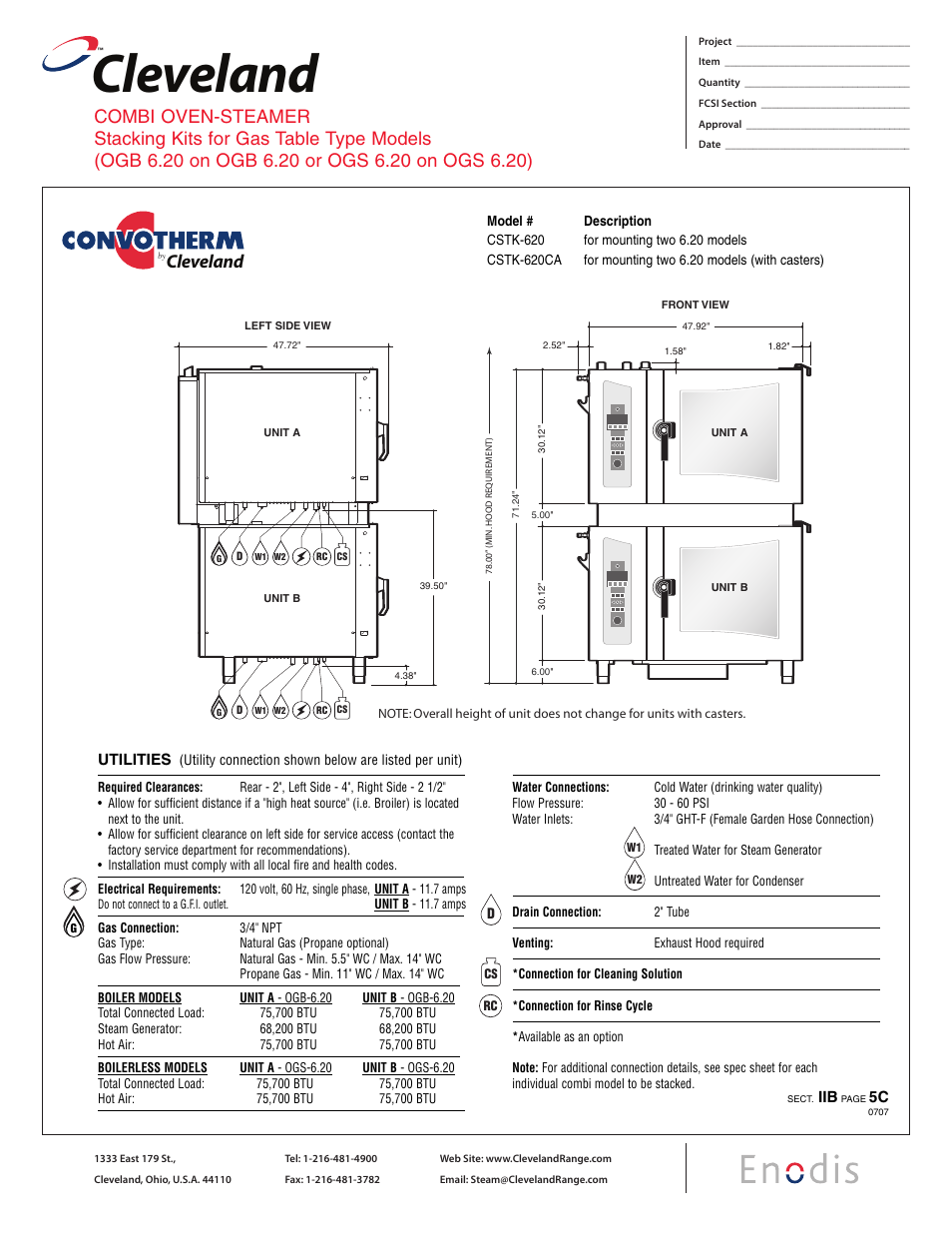 Cleveland, Utilities | Cleveland Range CSTK-610 User Manual | Page 3 / 8