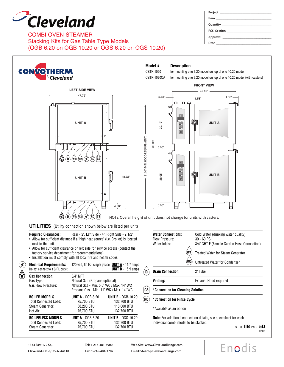 Cleveland, Utilities | Cleveland Range CSTK-610 User Manual | Page 4 / 8