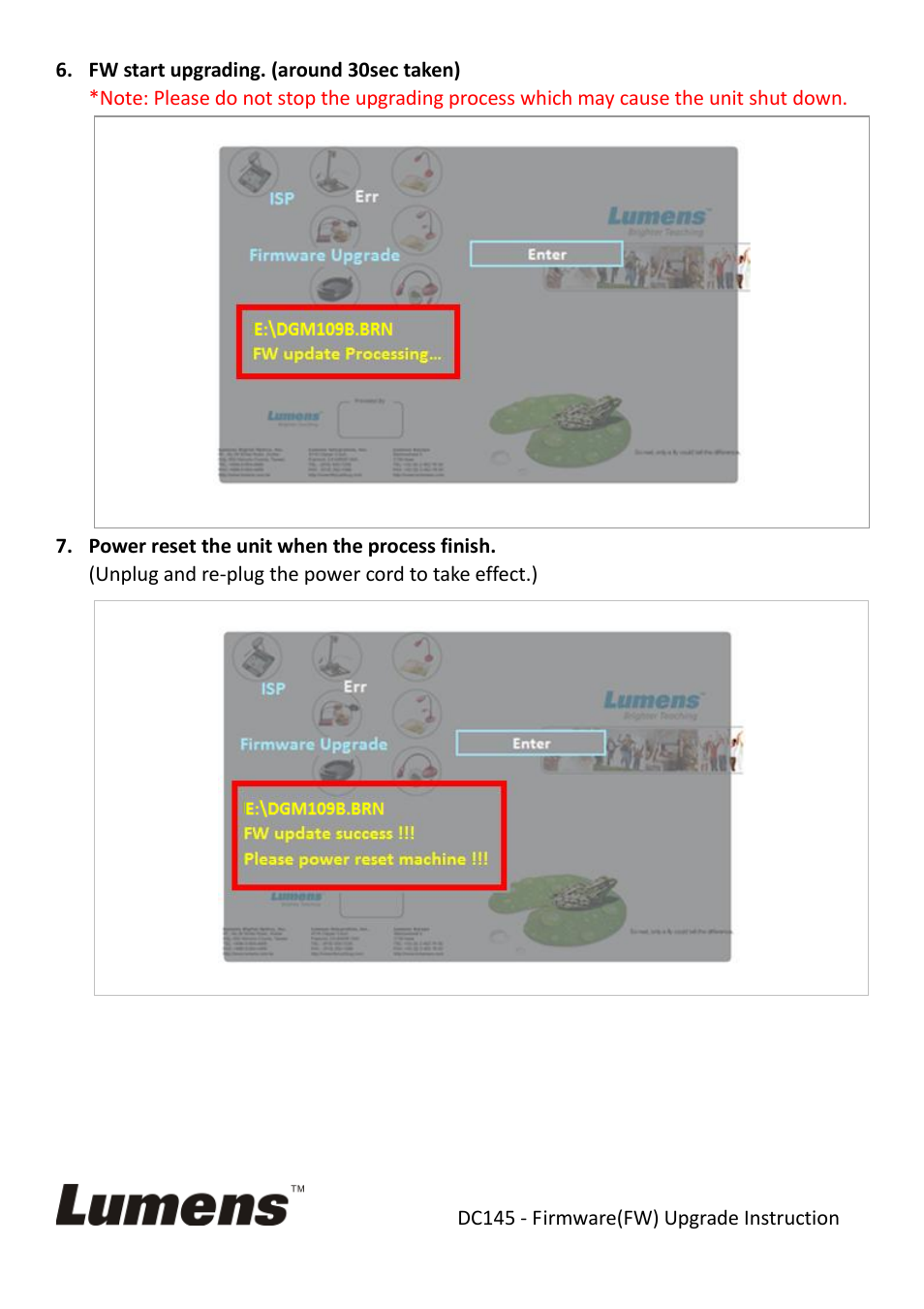 Lumens Technology DC145 Firmware Upgrade Instruction User Manual | Page 3 / 5