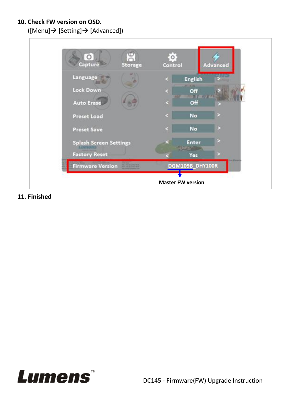 Lumens Technology DC145 Firmware Upgrade Instruction User Manual | Page 5 / 5
