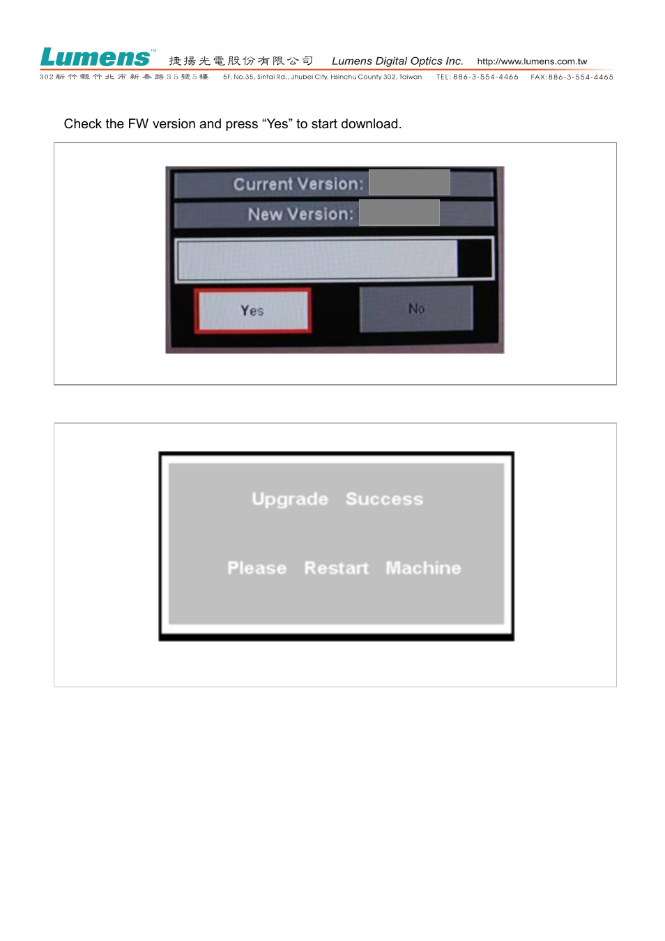 Lumens Technology PC190 Firmware Upgrade Instruction User Manual | Page 3 / 4