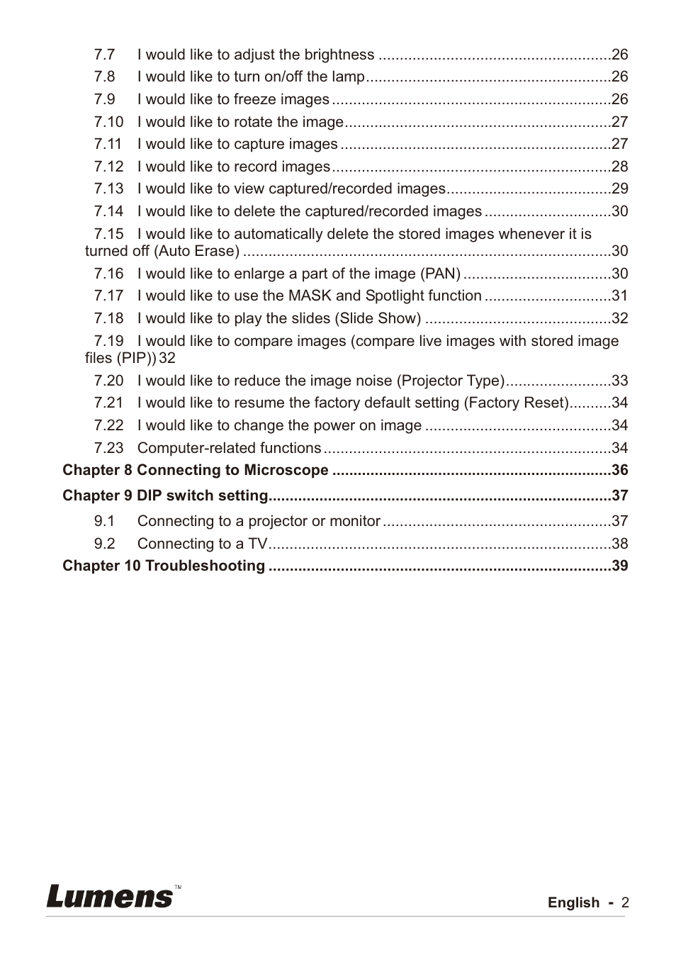 Lumens Technology PC192 User Manual | Page 3 / 42