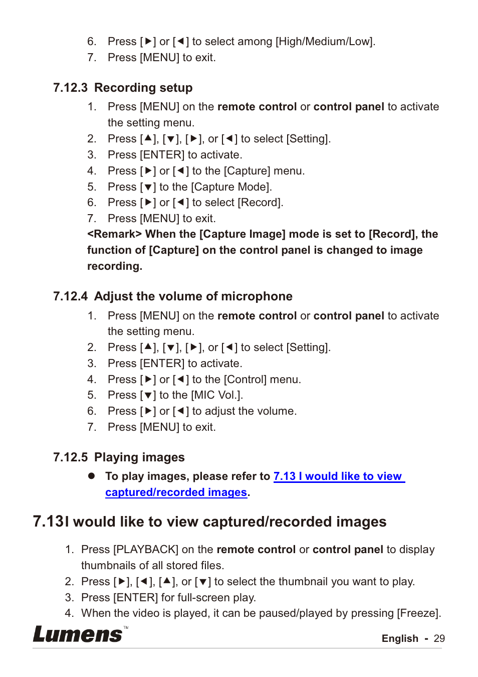 I would like to view captured/recorded images | Lumens Technology PC192 User Manual | Page 30 / 42