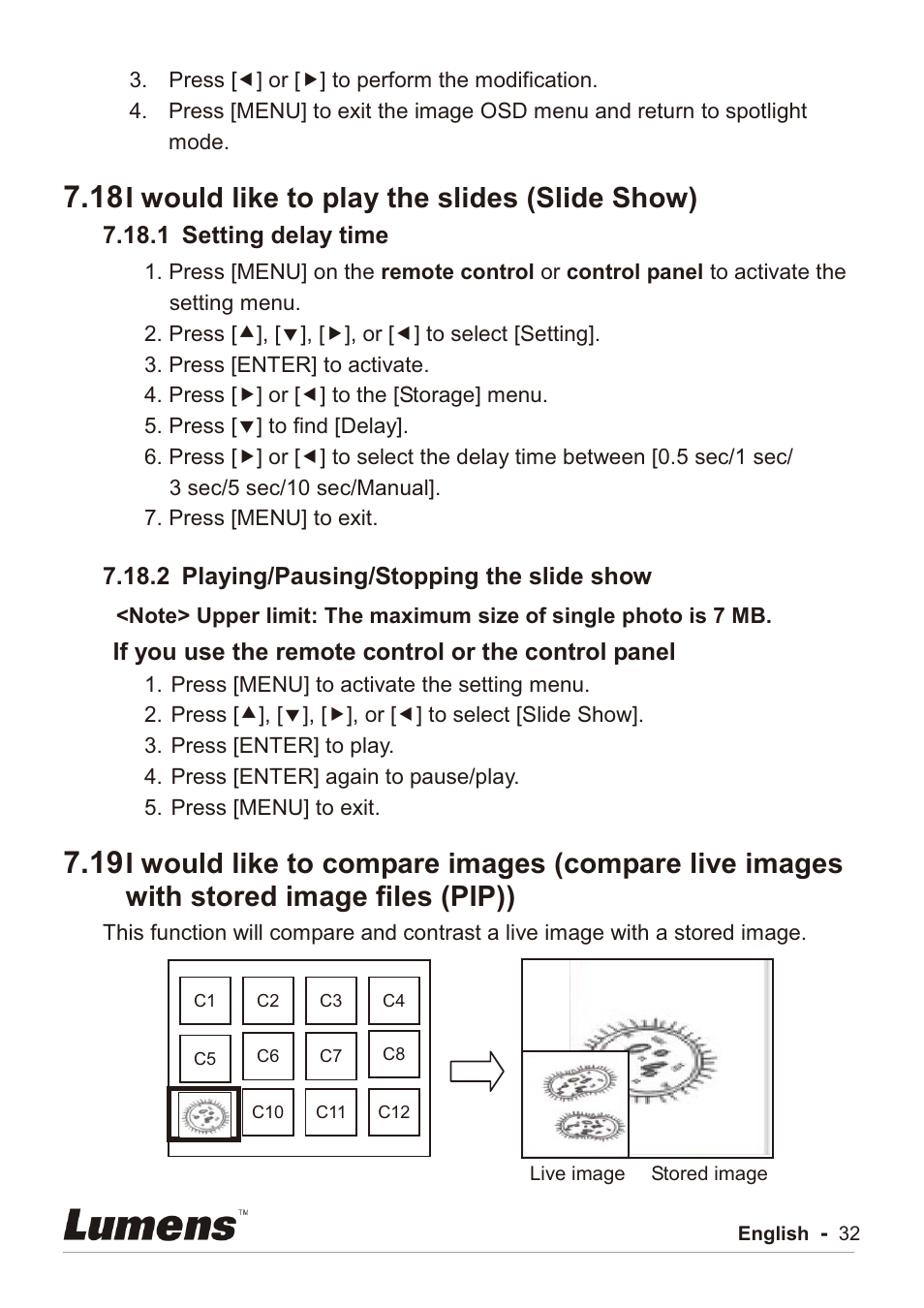 I would like to play the slides (slide show) | Lumens Technology PC192 User Manual | Page 33 / 42