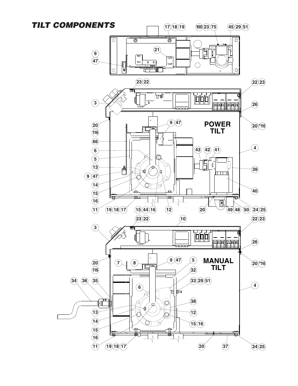 Tilt components, Manual tilt power tilt | Cleveland Range SGL-40-T1 User Manual | Page 12 / 26