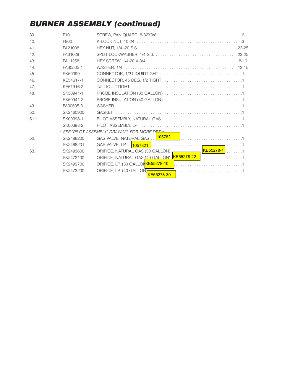 Burner assembly (continued) | Cleveland Range SGL-40-T1 User Manual | Page 18 / 26