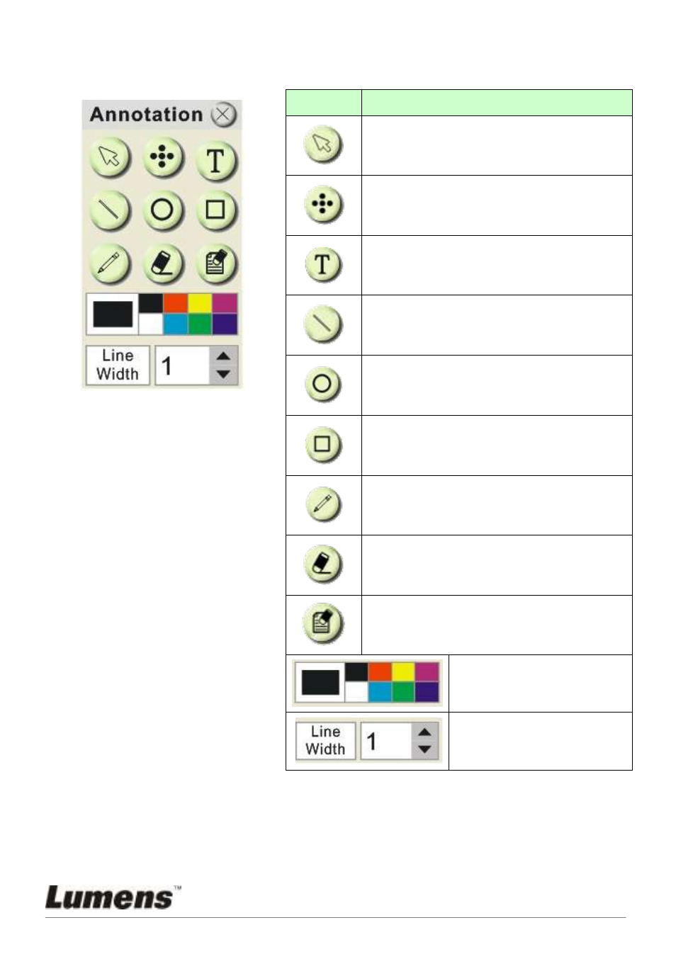 Annotation tools | Lumens Technology DC120 User Manual | Page 22 / 50