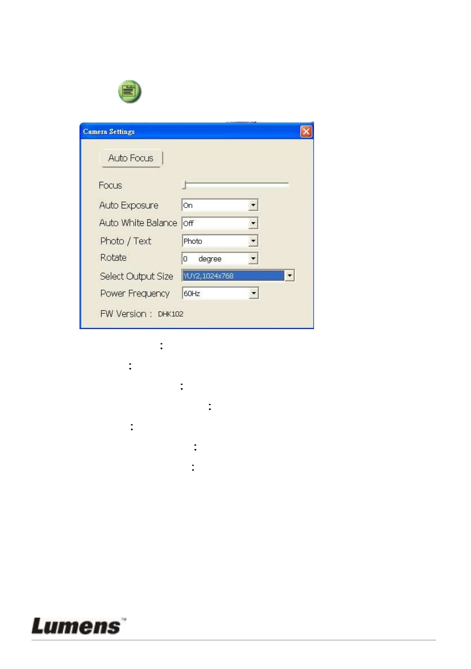 Camera settings | Lumens Technology DC120 User Manual | Page 23 / 50