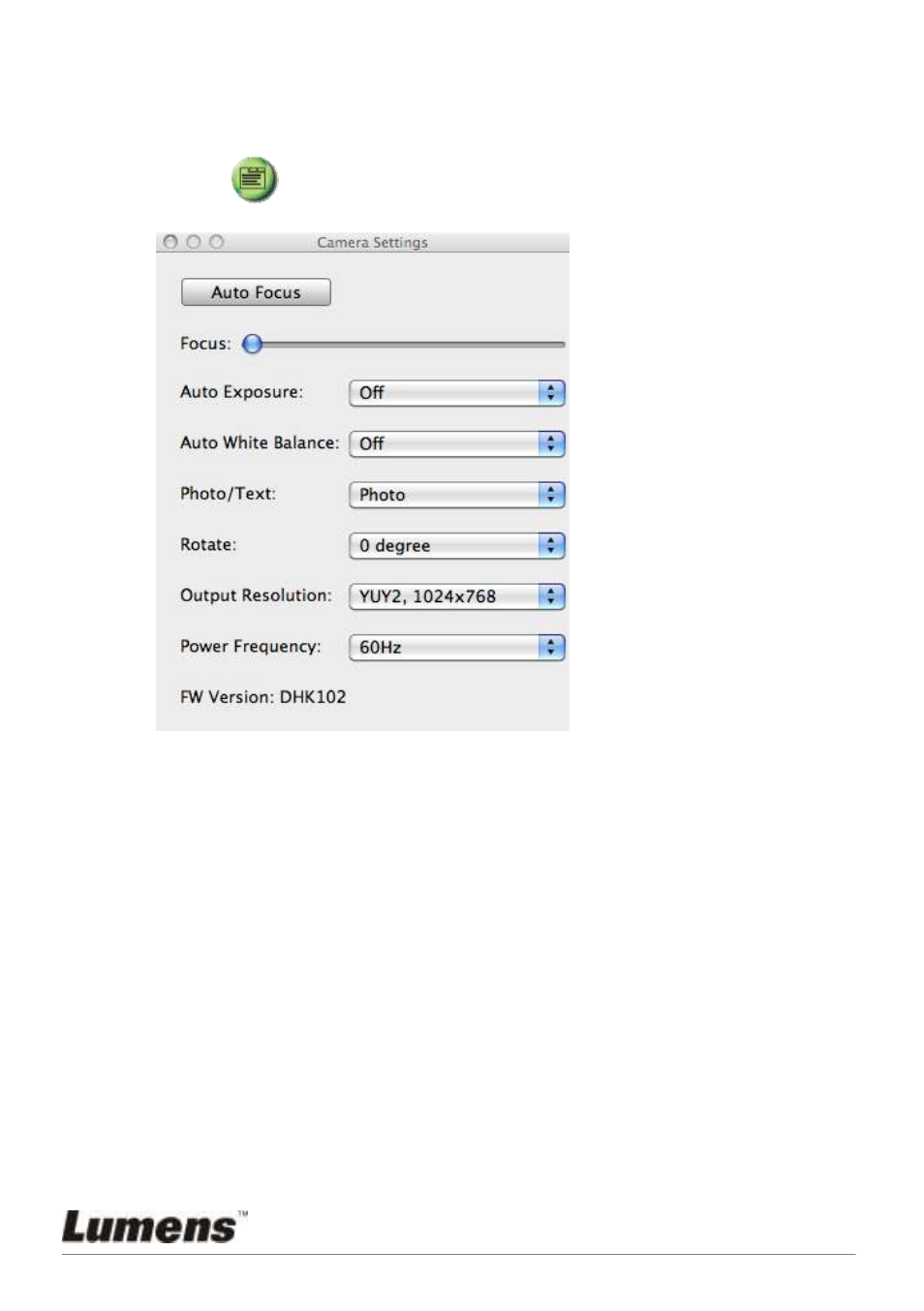 Camera settings | Lumens Technology DC120 User Manual | Page 30 / 50