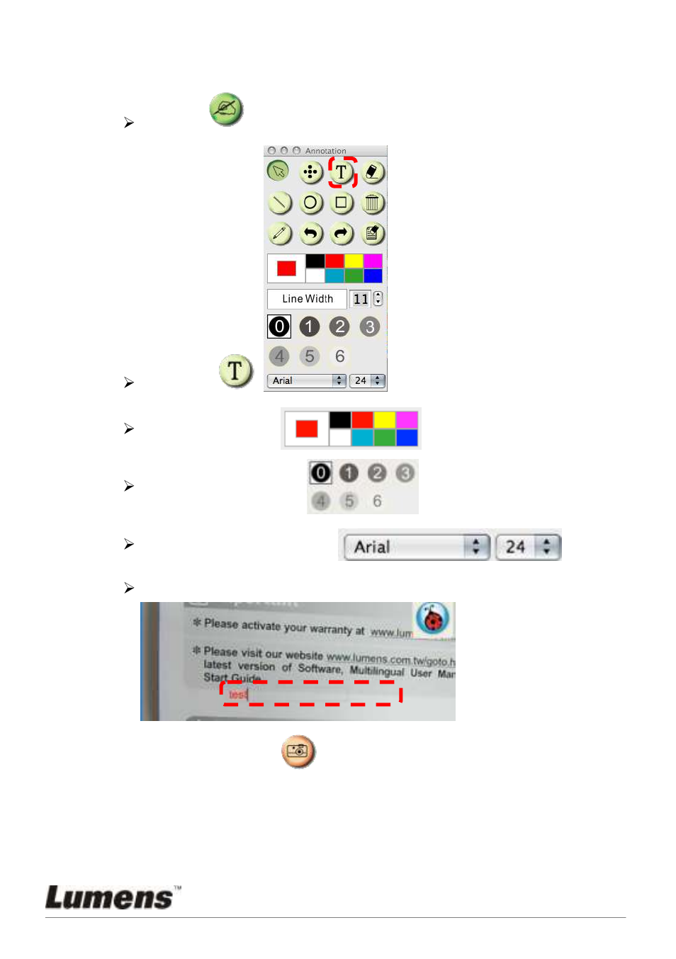 I would like to add textual annotation to images | Lumens Technology DC120 User Manual | Page 44 / 50