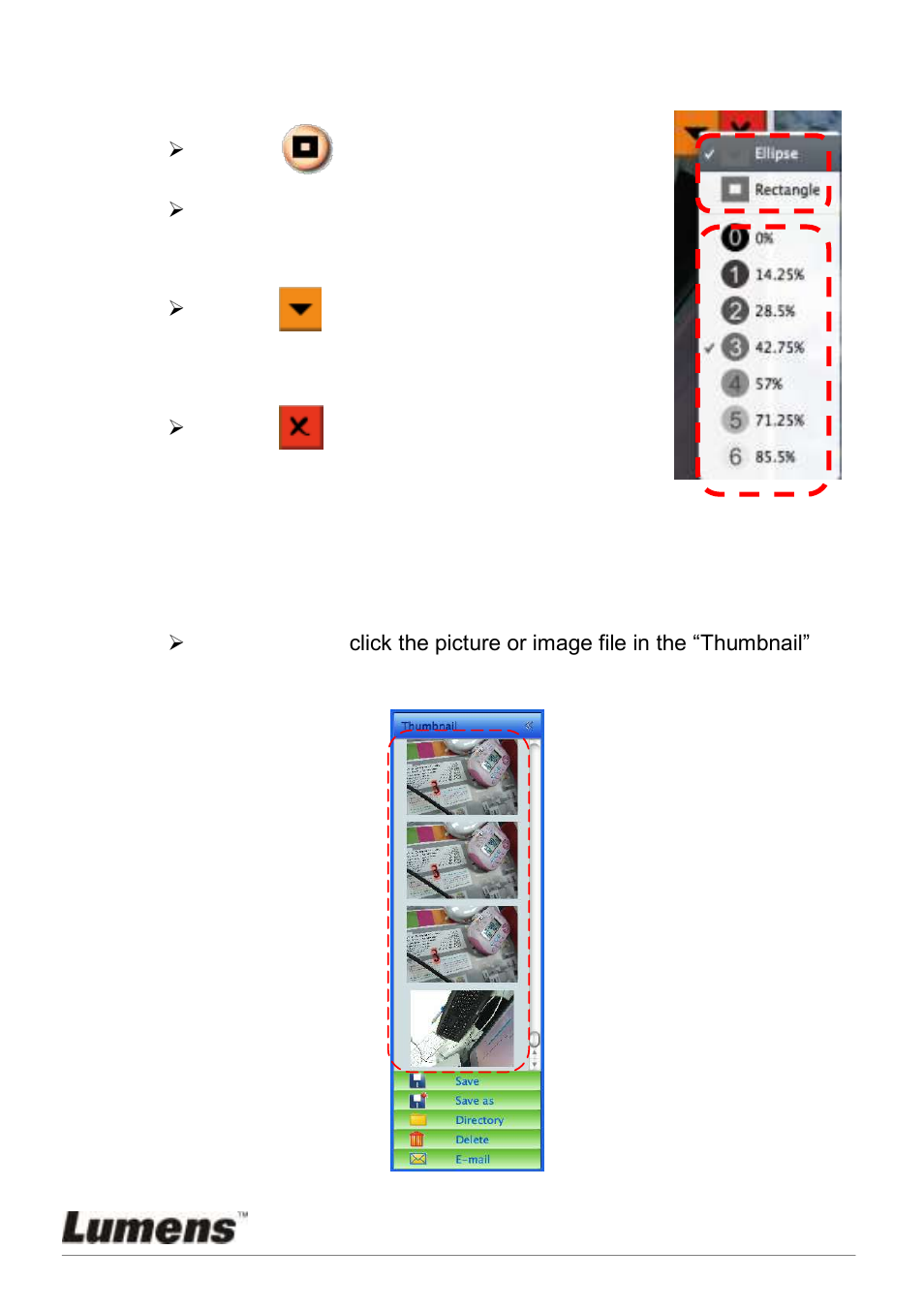 I would like to use the spotlight mode, I would like to manage saved image files | Lumens Technology DC120 User Manual | Page 46 / 50