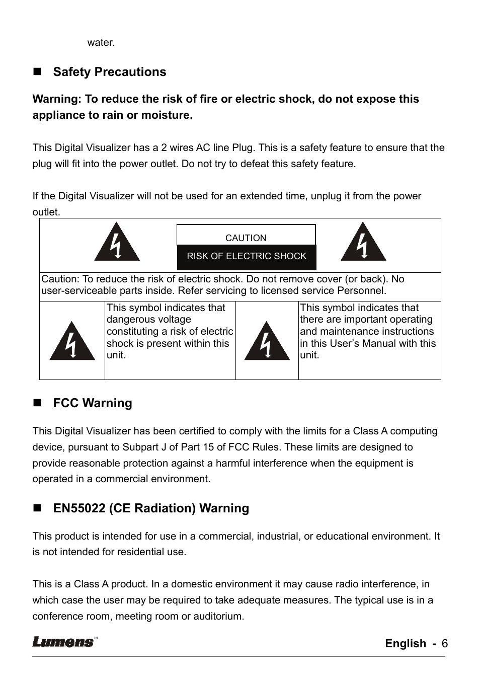 Lumens Technology DC133 User Manual | Page 6 / 20