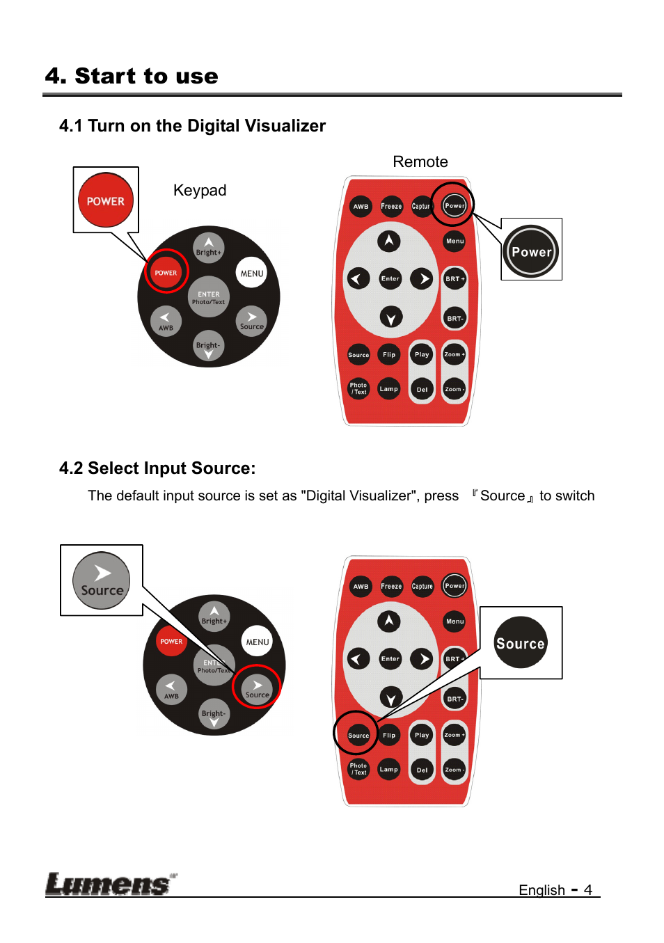 Start to use | Lumens Technology DC133 Quick Start User Manual | Page 5 / 7
