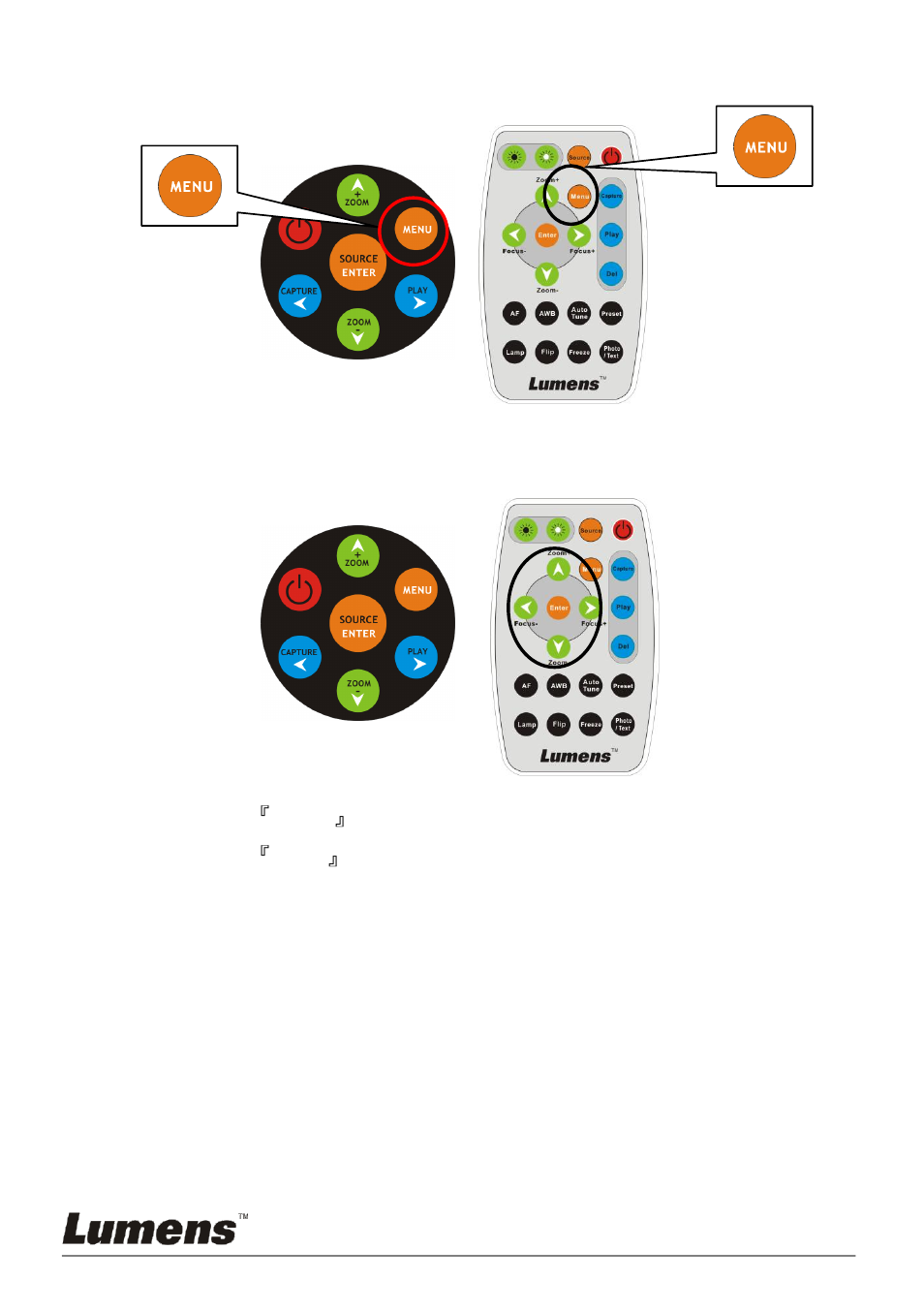 Isplay full control menu, Osd), Nter to select | Lumens Technology DC153 User Manual | Page 14 / 20