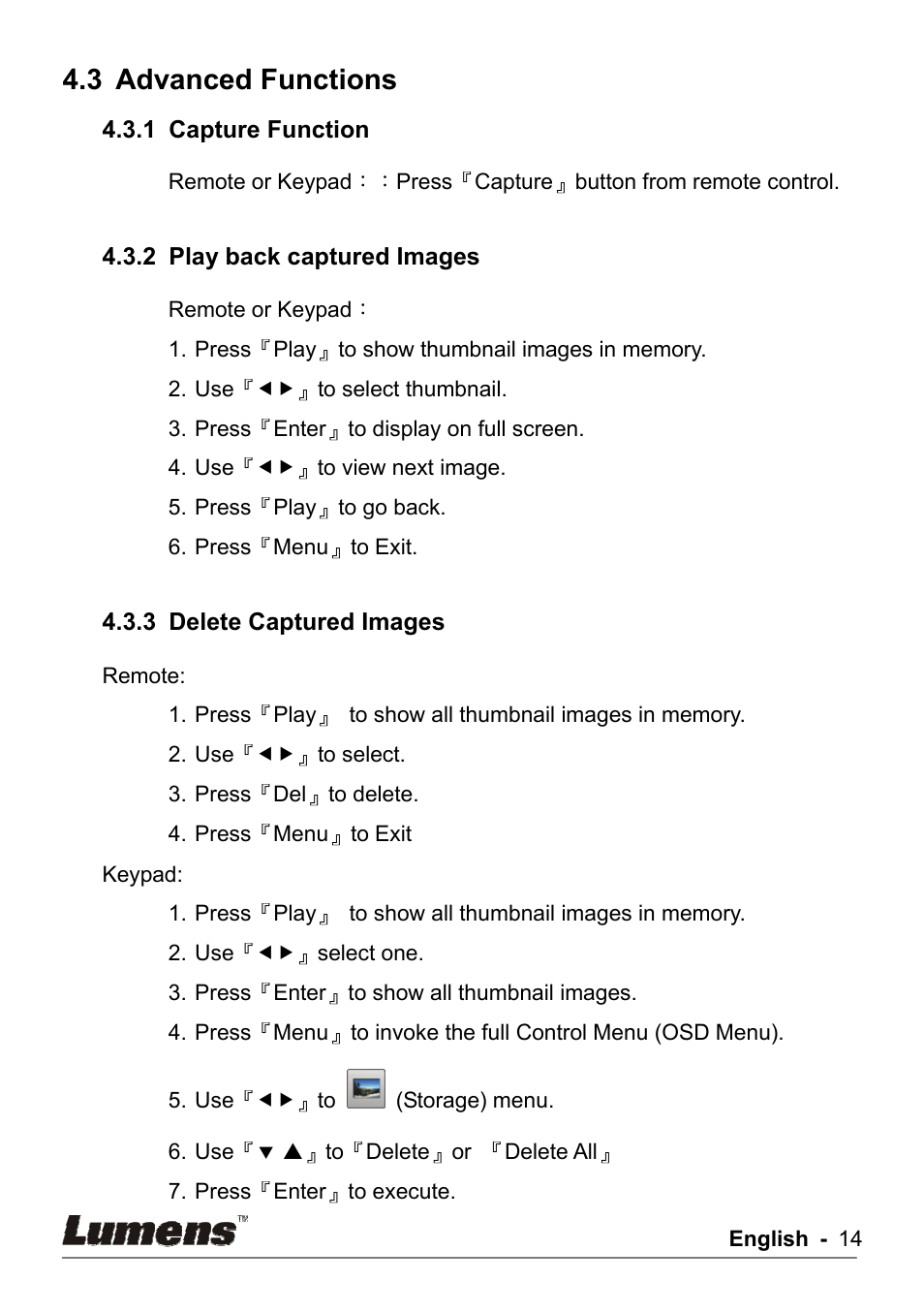 3 advanced functions | Lumens Technology DC155 User Manual | Page 15 / 20