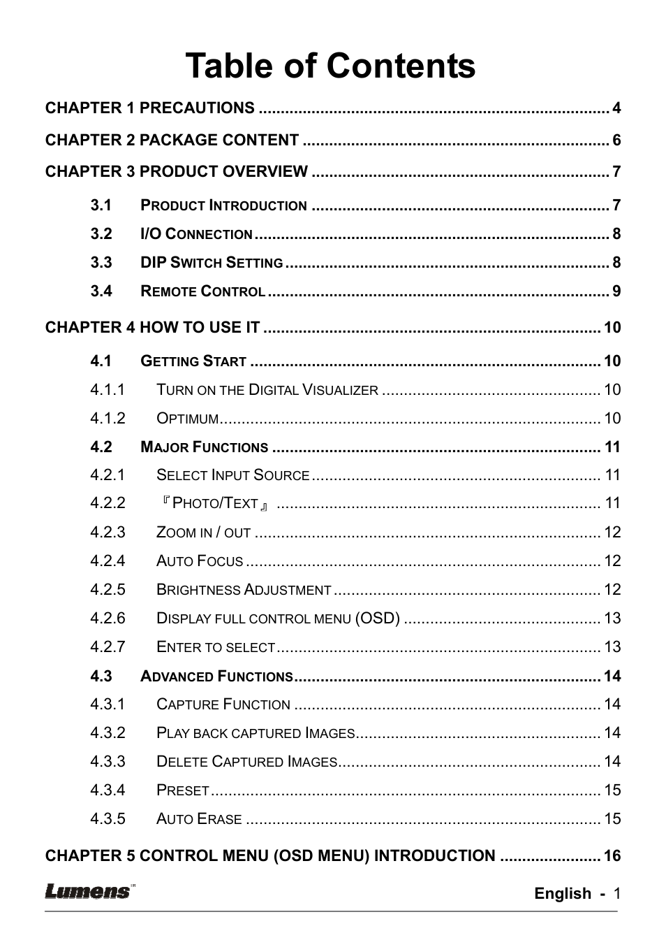 Lumens Technology DC155 User Manual | Page 2 / 20