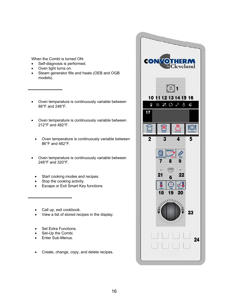 Control panel, detail view | Cleveland Range Convotherm Combination Oven-Steamer Electric 6.20 User Manual | Page 19 / 98