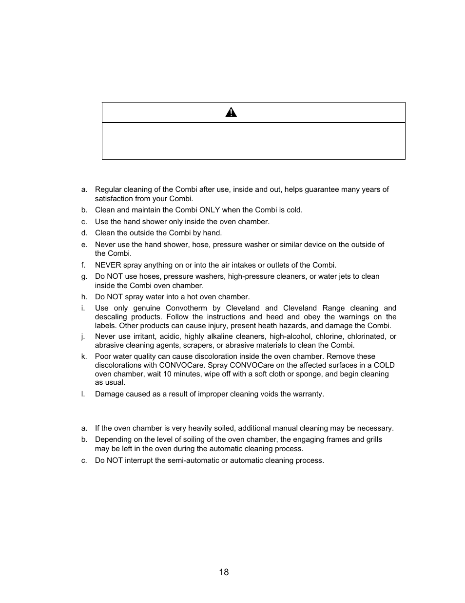 Cleaning, Cleaning the oven chamber, At the end of the day or shift | Cleveland Range Convotherm Combination Oven-Steamer Electric 6.20 User Manual | Page 21 / 98