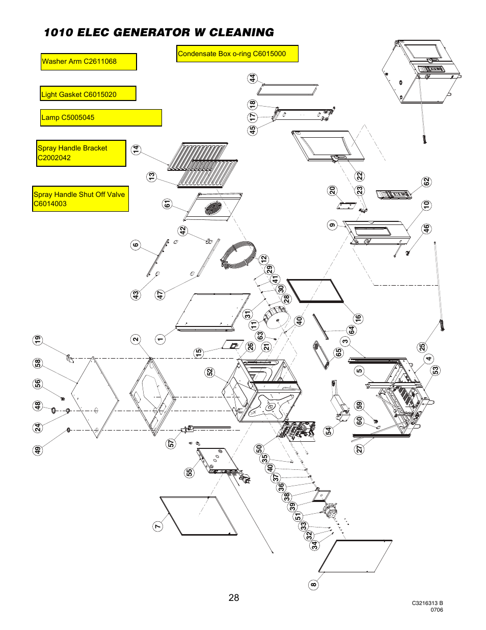 Service parts, 10 electric generator with cleaning, 1010 elec generator w cleaning | Cleveland Range Convotherm Combination Oven-Steamer Electric 6.20 User Manual | Page 31 / 98