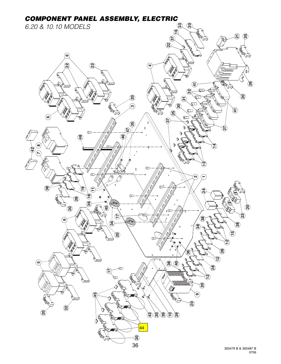 Component panel assembly, electric (all models), U nl es s o th er wi se no te d) | Cleveland Range Convotherm Combination Oven-Steamer Electric 6.20 User Manual | Page 39 / 98