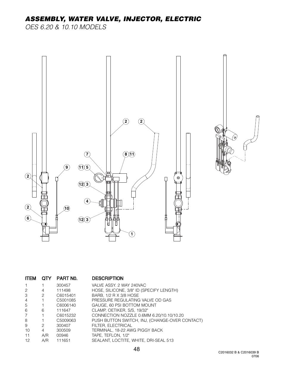 Water valve, injector, electric (oes 6.20 & 10.10) | Cleveland Range Convotherm Combination Oven-Steamer Electric 6.20 User Manual | Page 52 / 98