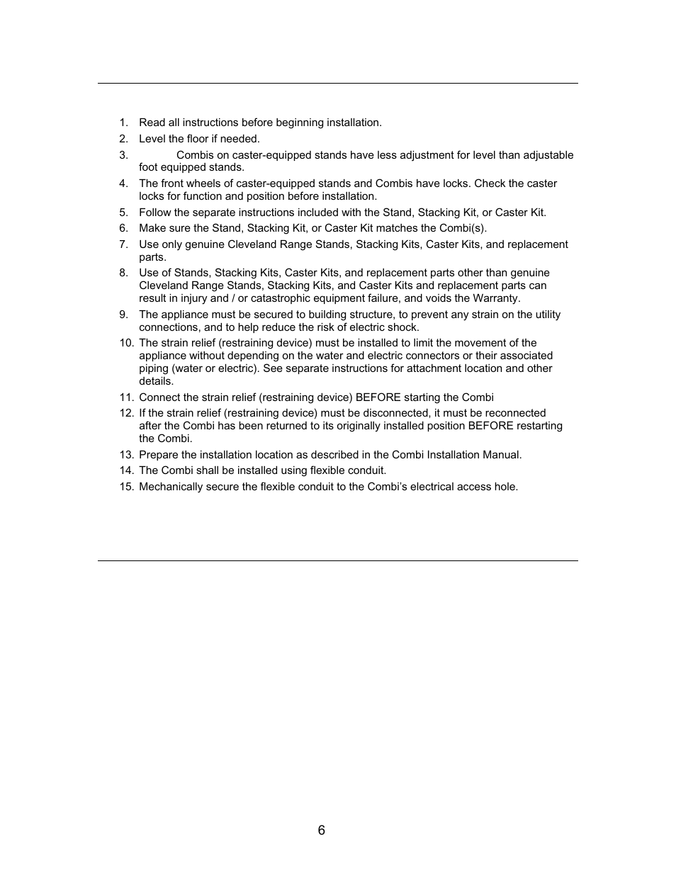 Instructions for casters | Cleveland Range Convotherm Combination Oven-Steamer Electric 6.20 User Manual | Page 9 / 98