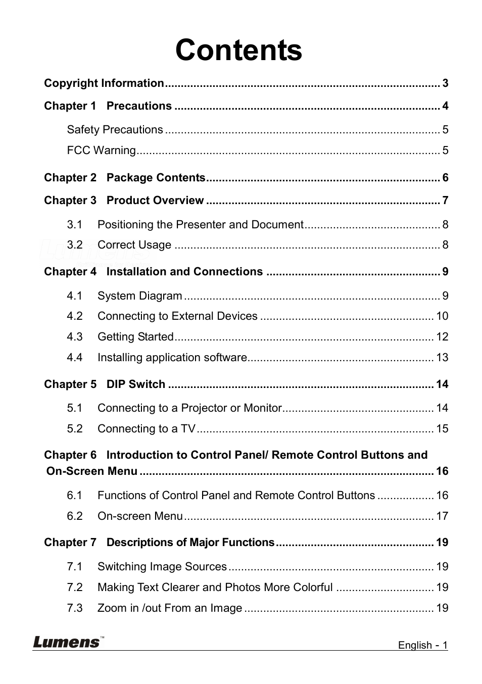 Lumens Technology DC158 User Manual | Page 2 / 31