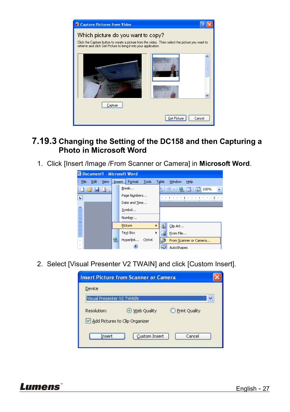 Lumens Technology DC158 User Manual | Page 28 / 31