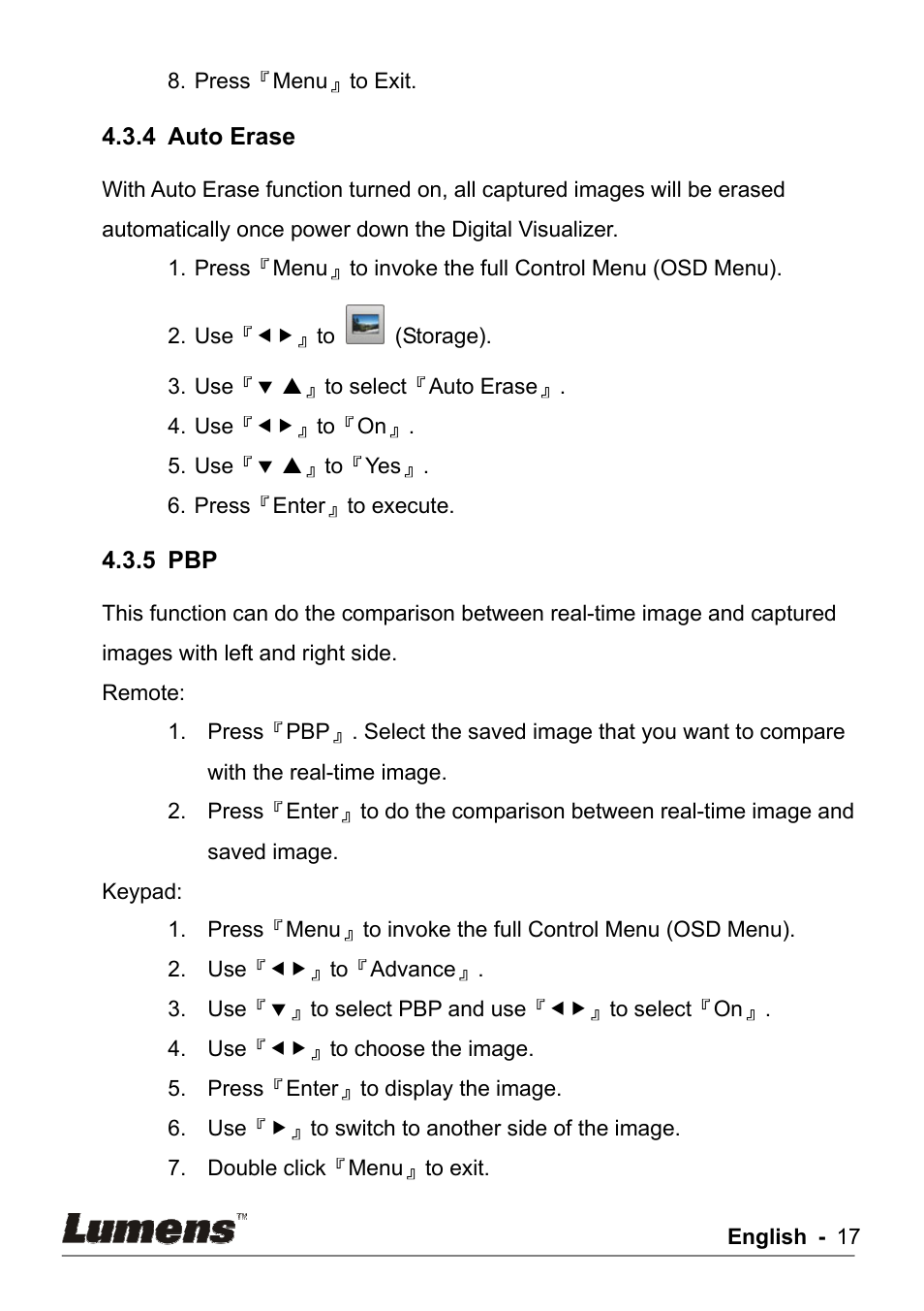 Lumens Technology DC162 User Manual | Page 17 / 21