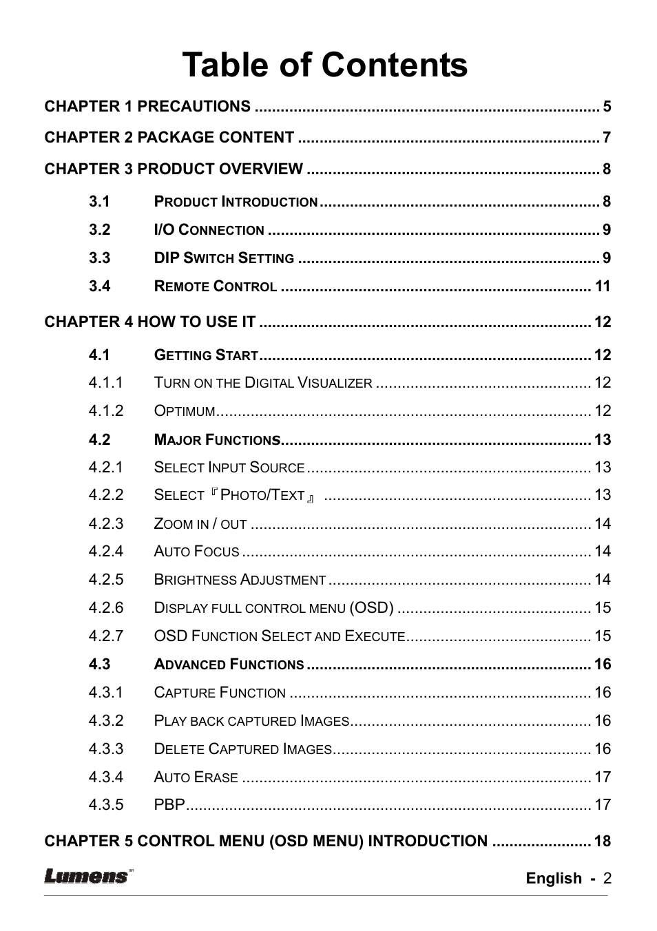 Lumens Technology DC162 User Manual | Page 2 / 21