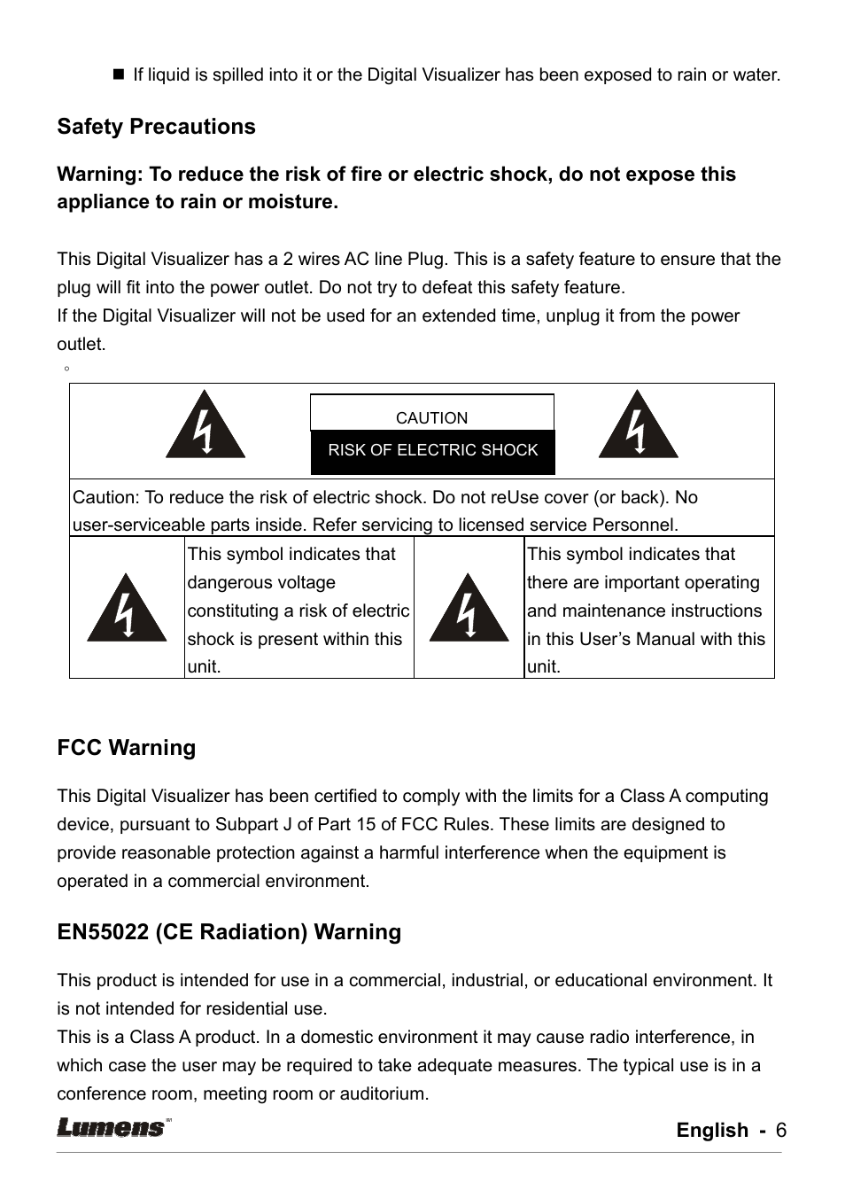 Lumens Technology DC162 User Manual | Page 6 / 21
