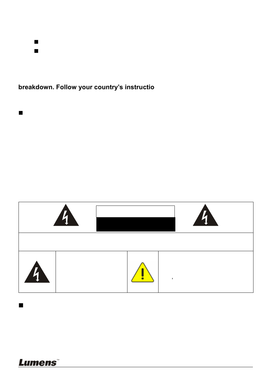 Safety precautions, Fcc warning | Lumens Technology DC166 User Manual | Page 6 / 36