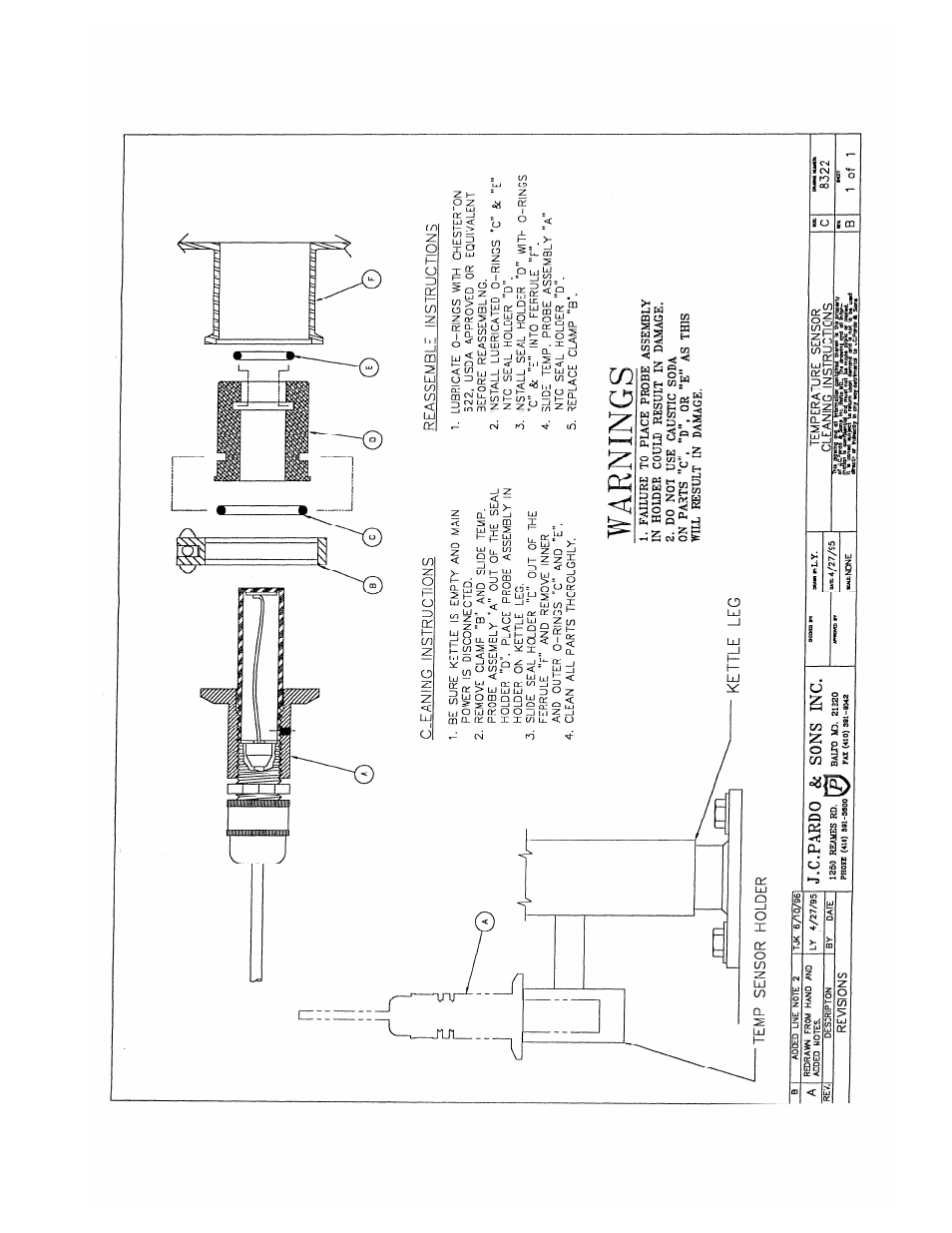 Cleaning, Temperature sensor | Cleveland Range IA-MKDL-60-CC User Manual | Page 9 / 37
