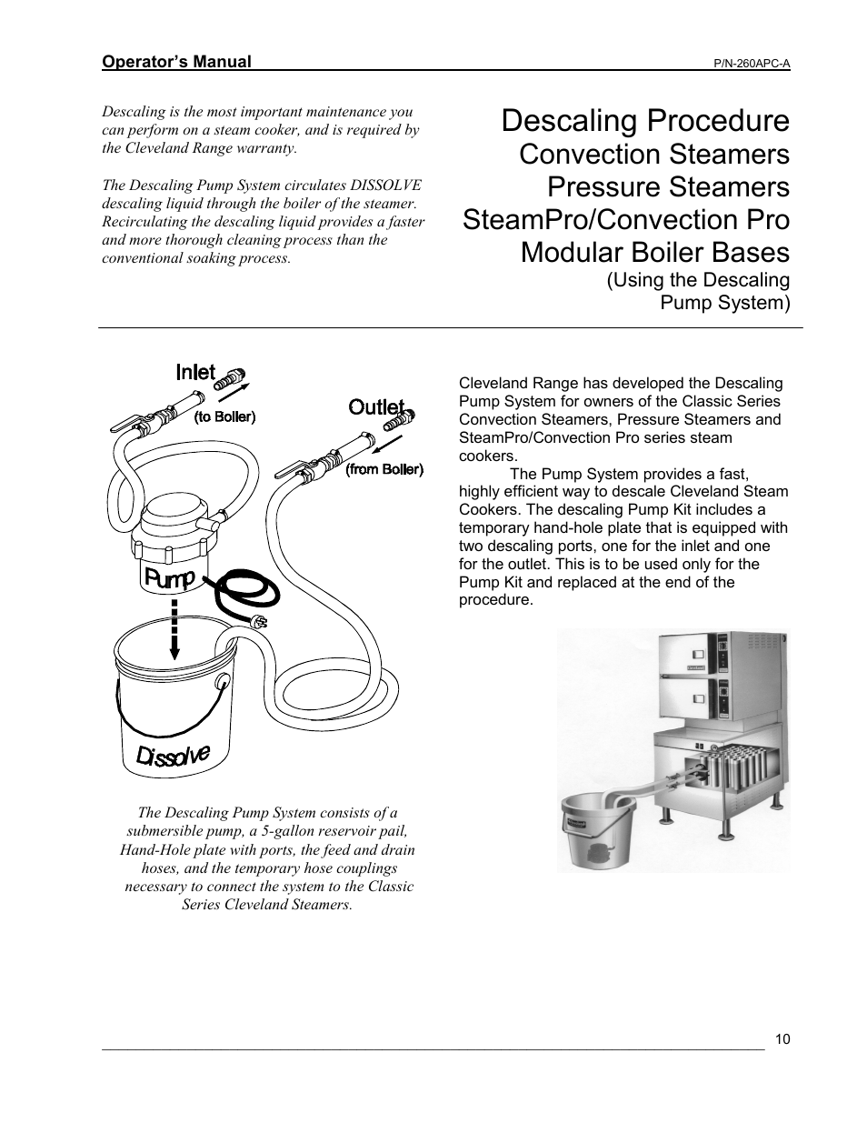 Descaling procedure | Cleveland Range PEM User Manual | Page 10 / 17