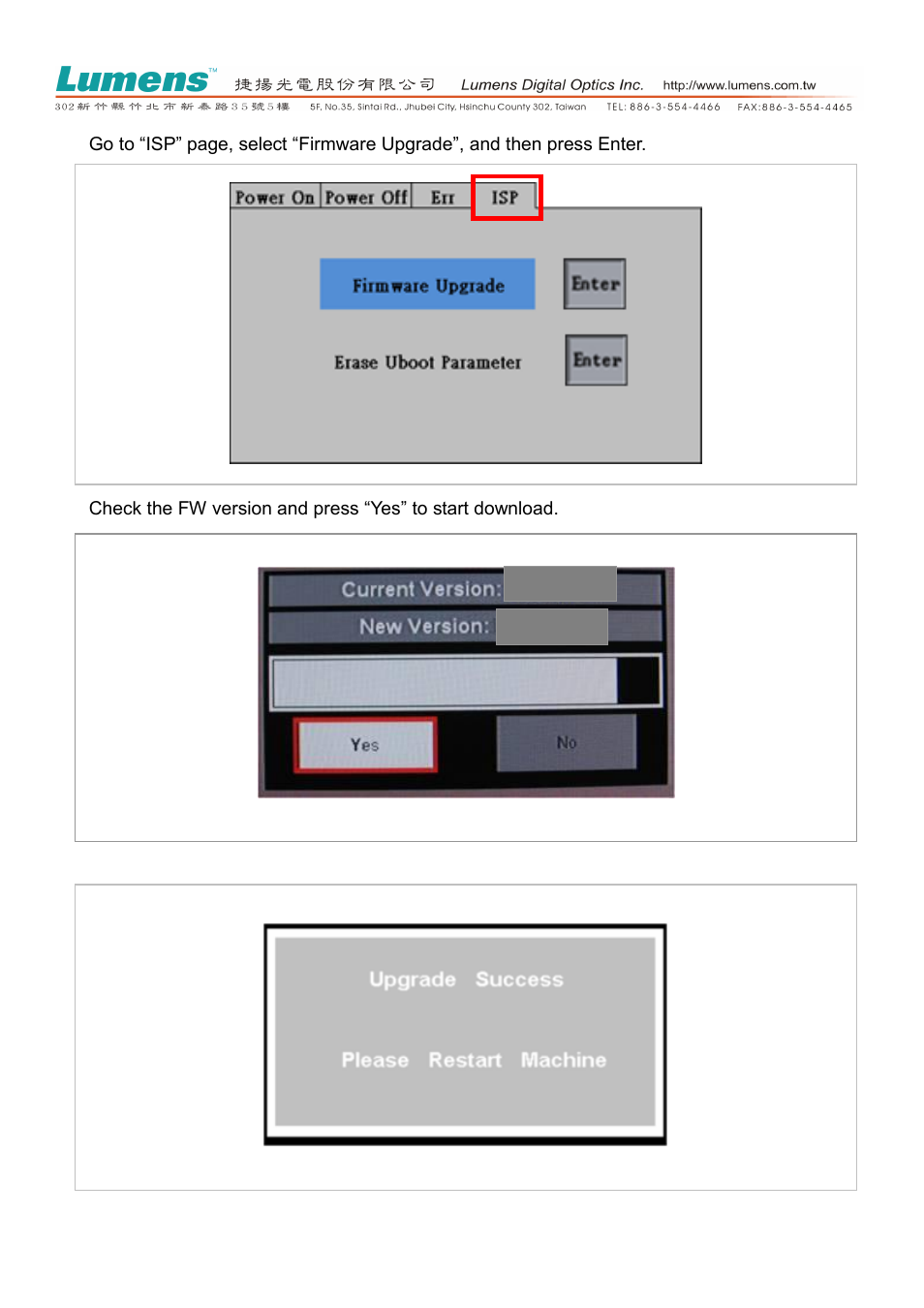 Lumens Technology DC190 Firmware Upgrade Instruction User Manual | Page 2 / 3