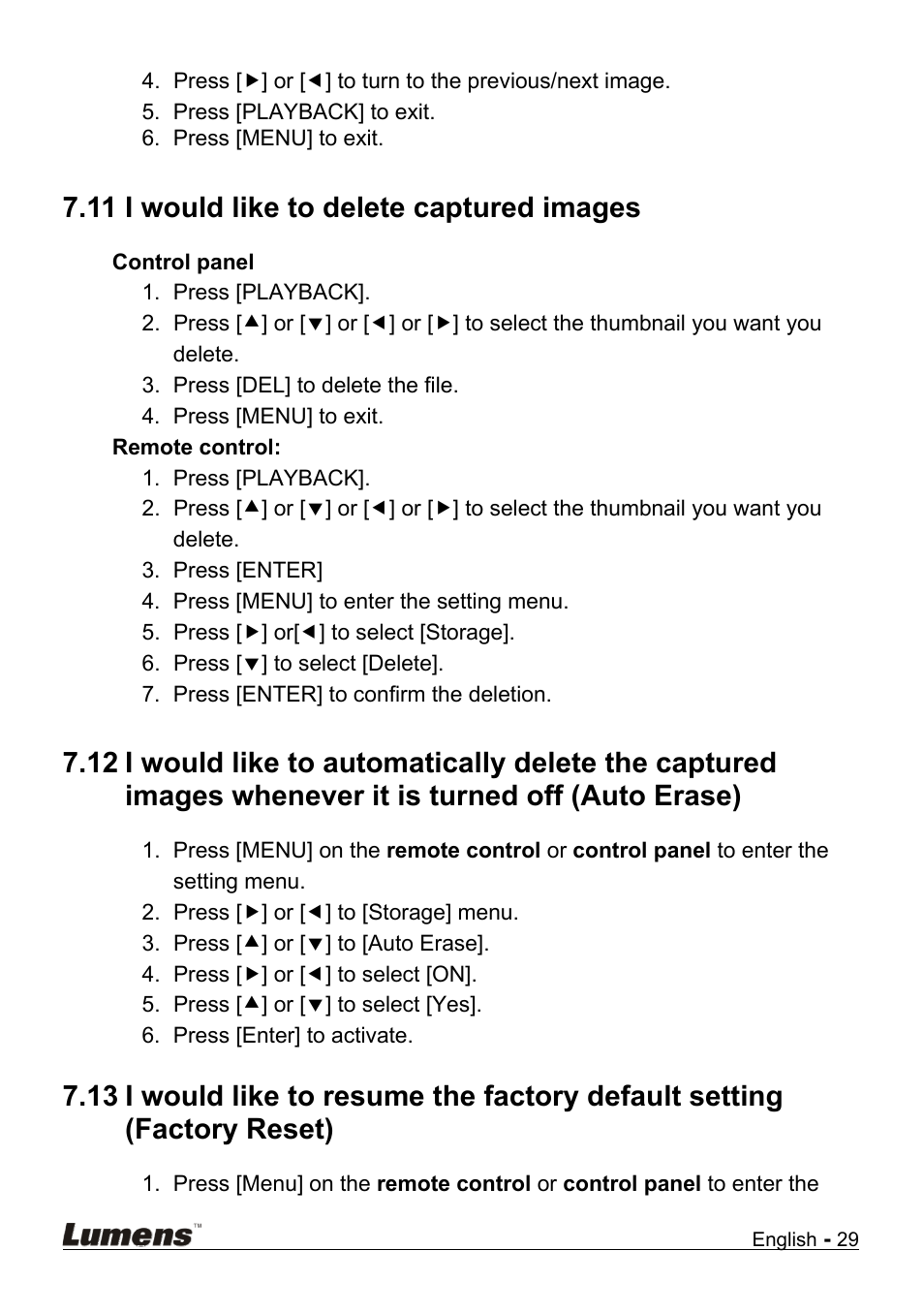 I would like to delete captured images, It is turned off (auto erase), 11 i would like to delete captured images | Lumens Technology DC210 User Manual | Page 30 / 40