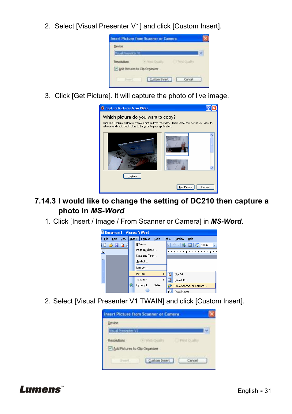 Photo in ms-word | Lumens Technology DC210 User Manual | Page 32 / 40
