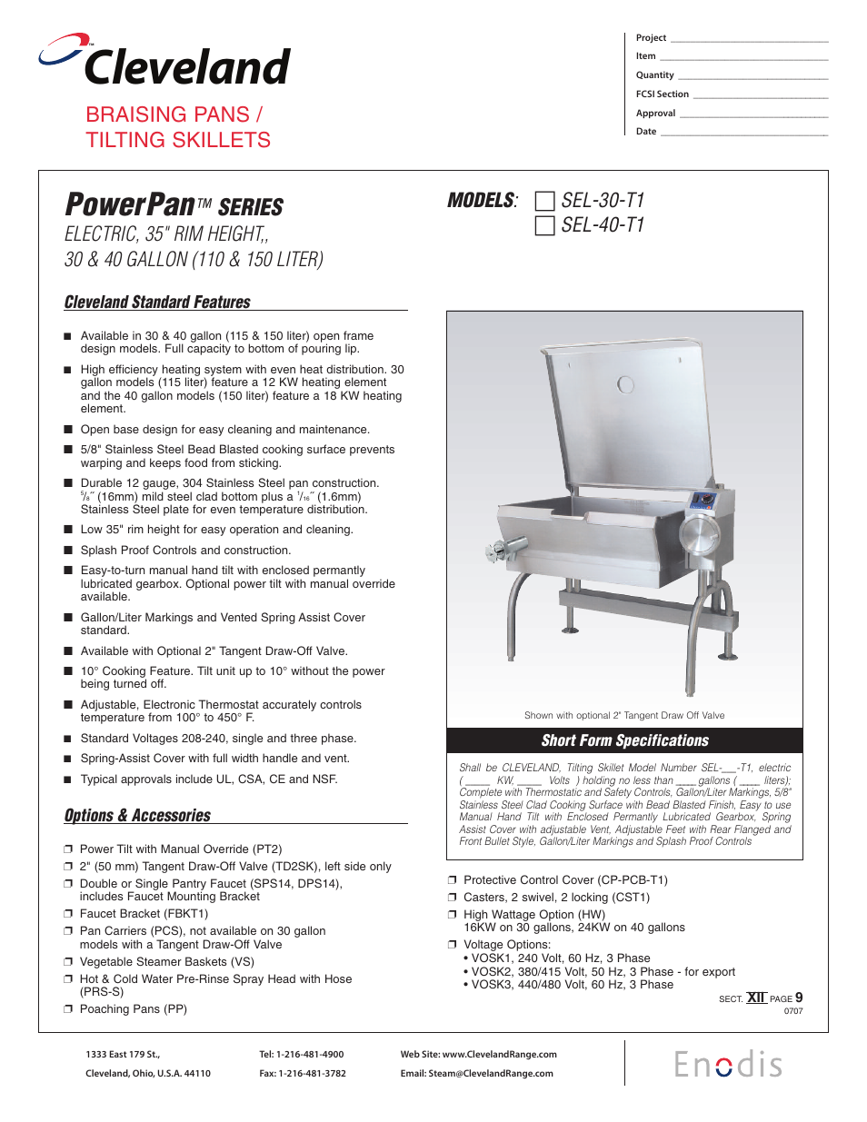 Cleveland Range SEL-40-T1 User Manual | 2 pages