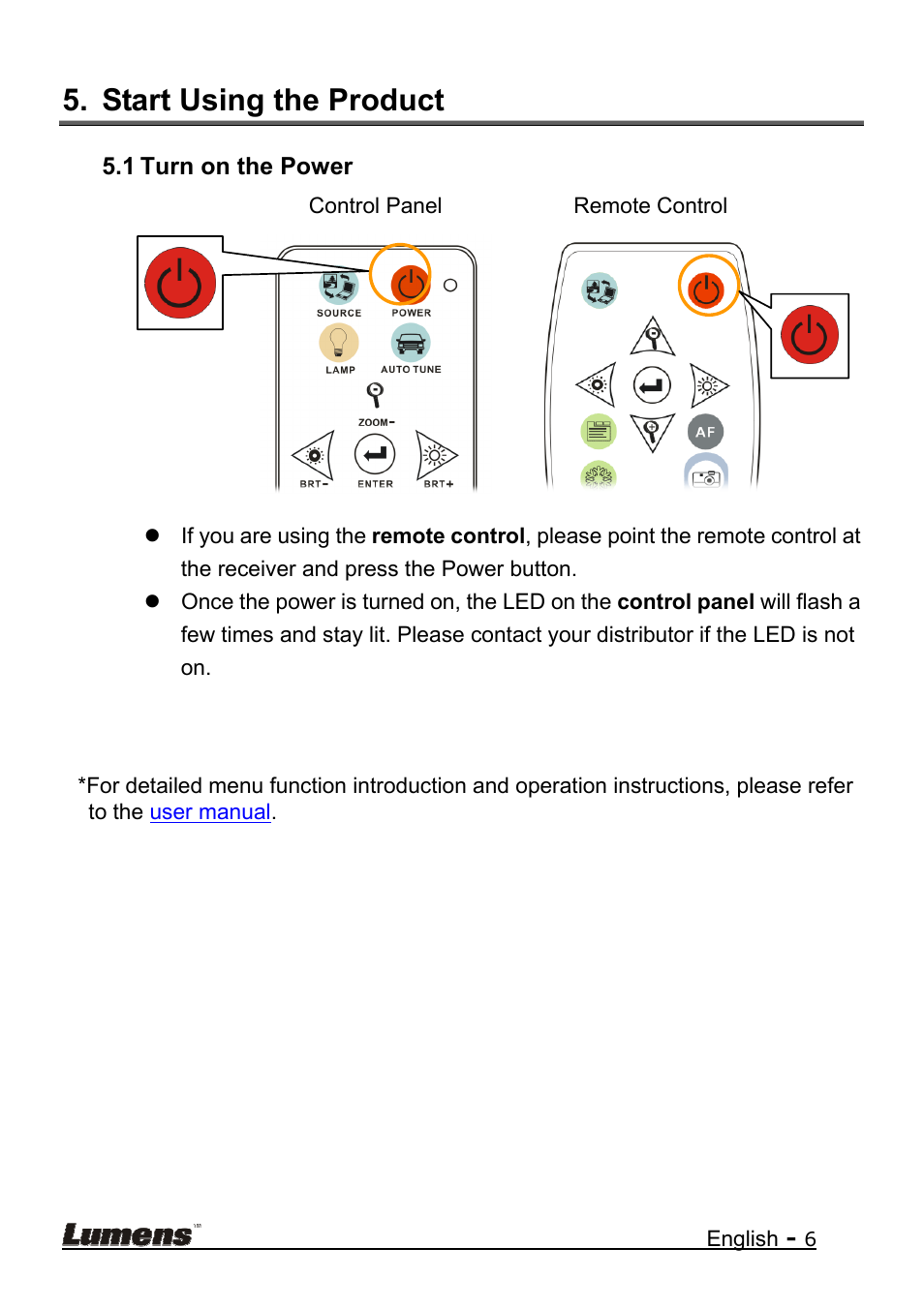 Start using the product | Lumens Technology DC210 Quick Start User Manual | Page 7 / 7