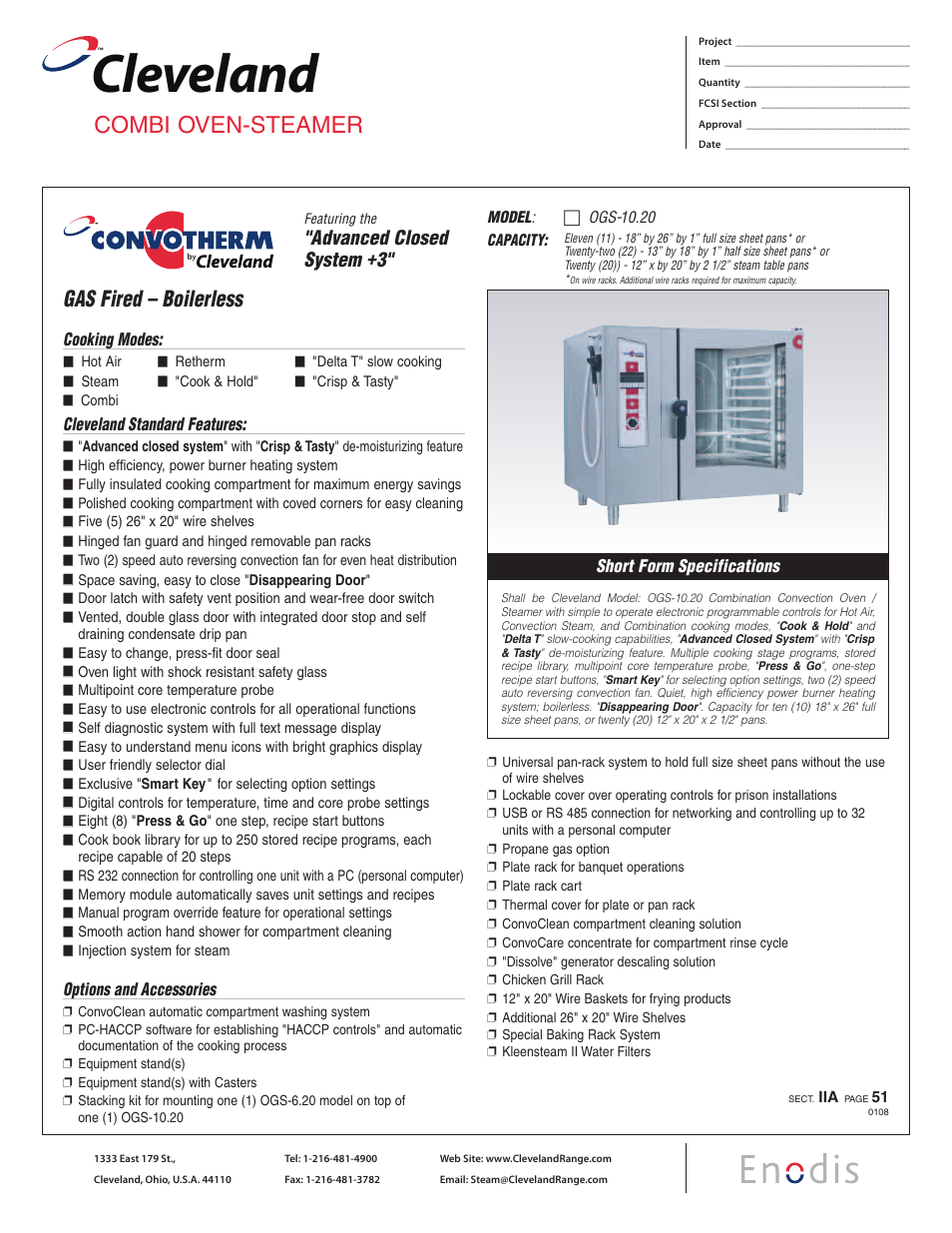 Cleveland Range OGS-10.20 User Manual | 2 pages