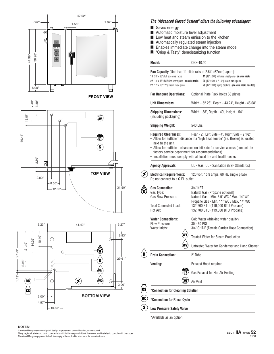 Oeb 10.20, Ogs 10.20 | Cleveland Range OGS-10.20 User Manual | Page 2 / 2