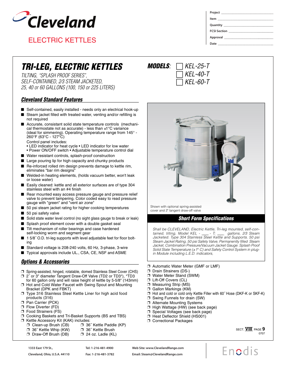 Cleveland Range KEL-40-T User Manual | 2 pages