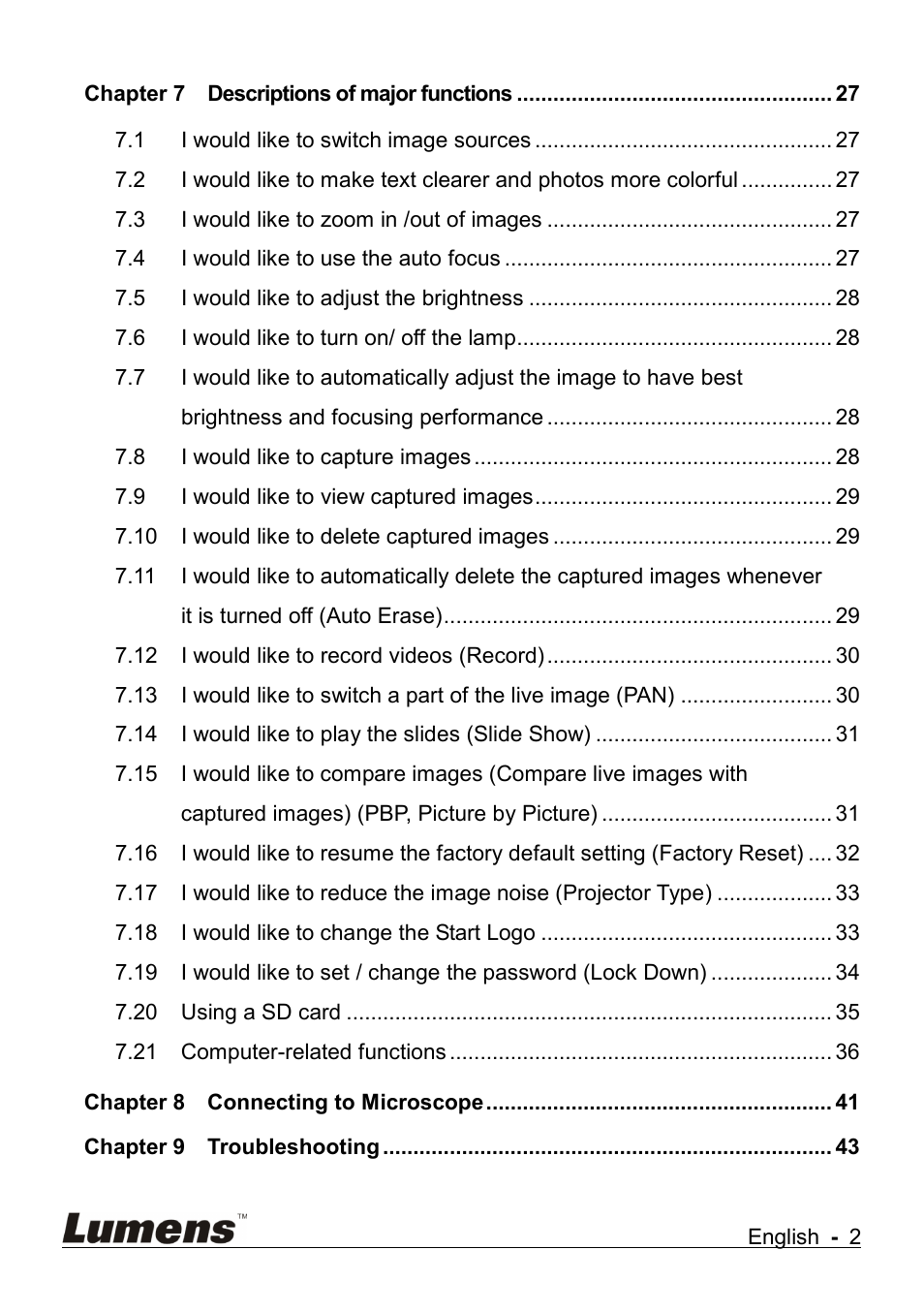 Lumens Technology DC265 User Manual | Page 3 / 44