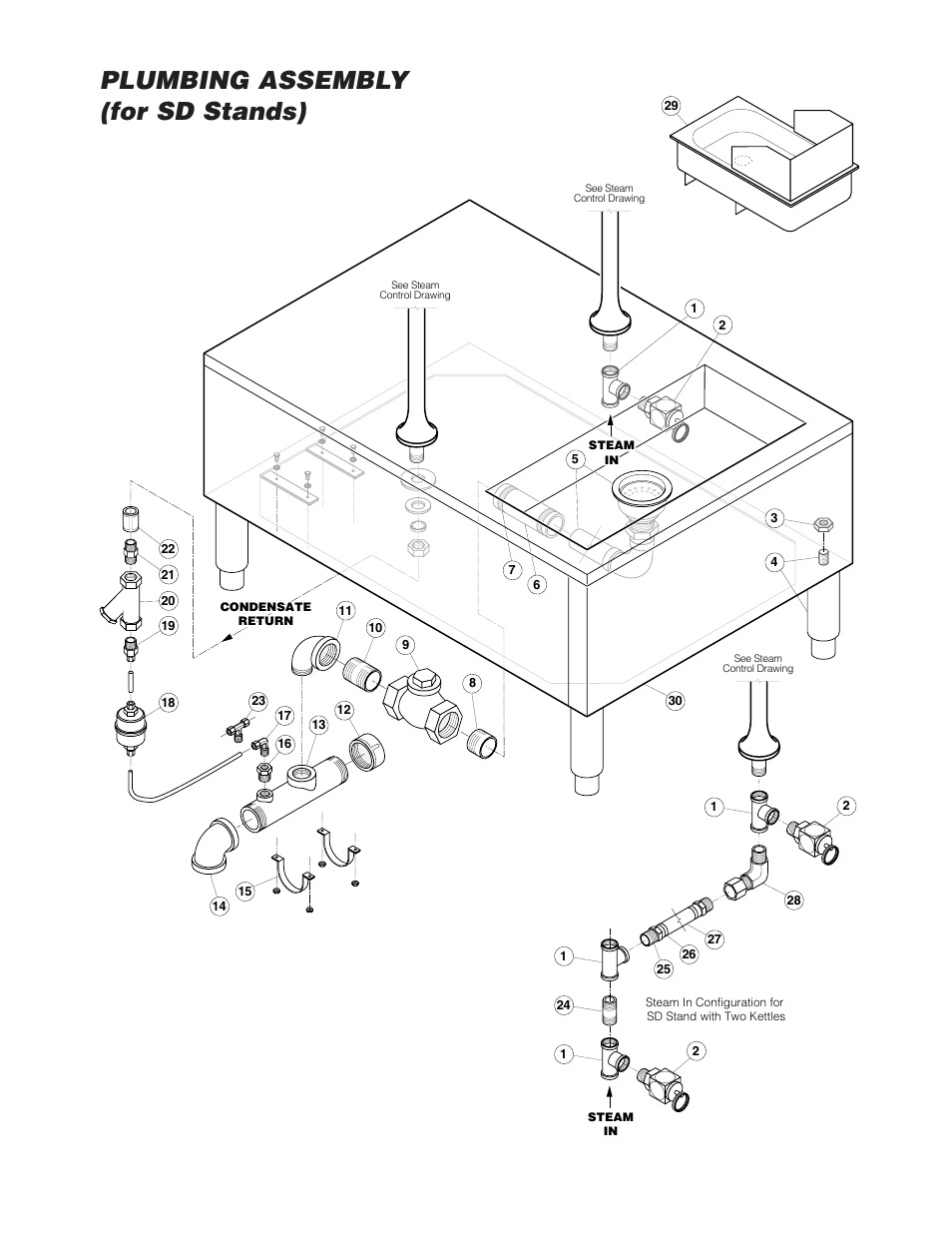 Plumbing assembly (for sd stands) | Cleveland Range SD-1600-K1220 User Manual | Page 10 / 23