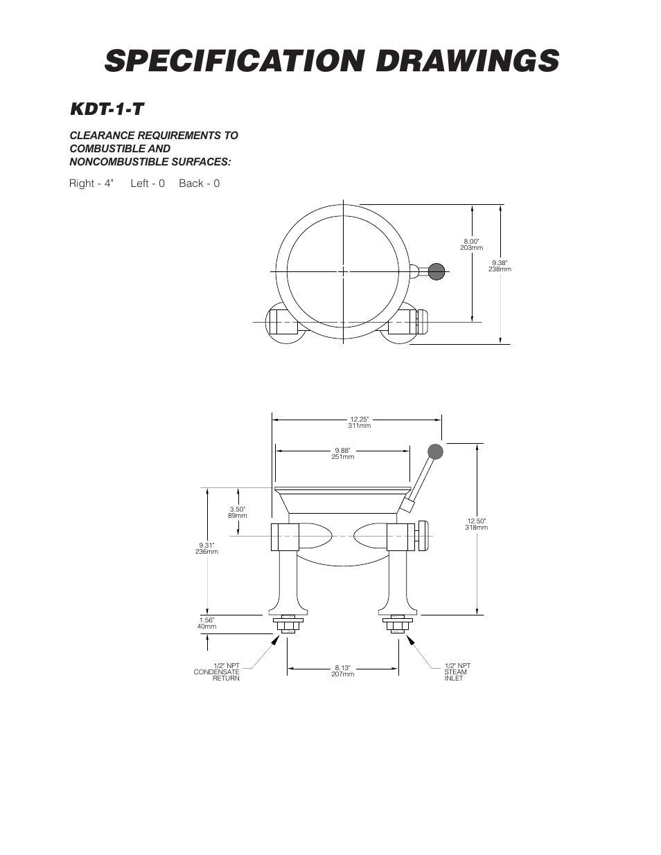 Specification drawings, Kdt-1-t | Cleveland Range SD-1600-K1220 User Manual | Page 20 / 23