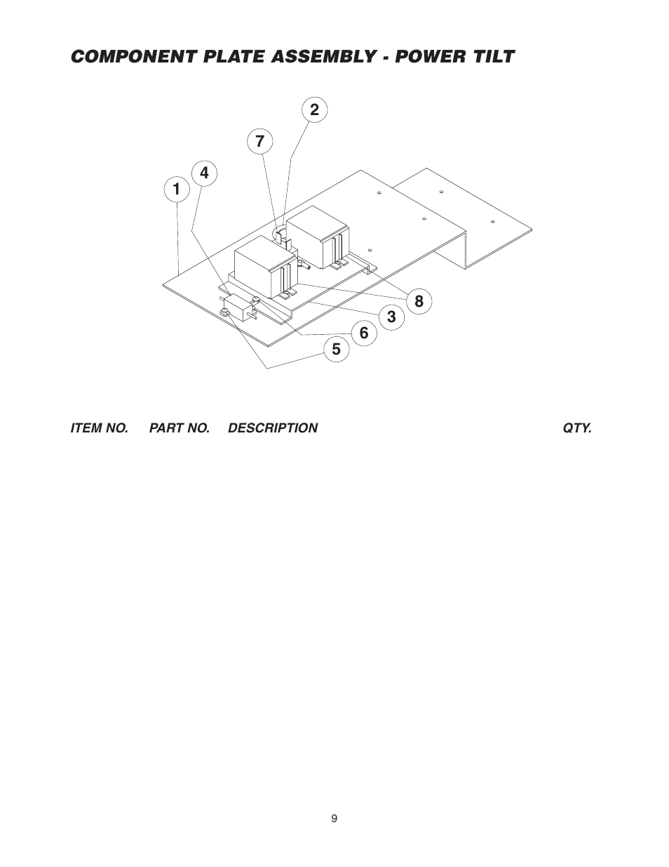 Component plate assembly - power tilt | Cleveland Range SGL-30-T1 User Manual | Page 12 / 28